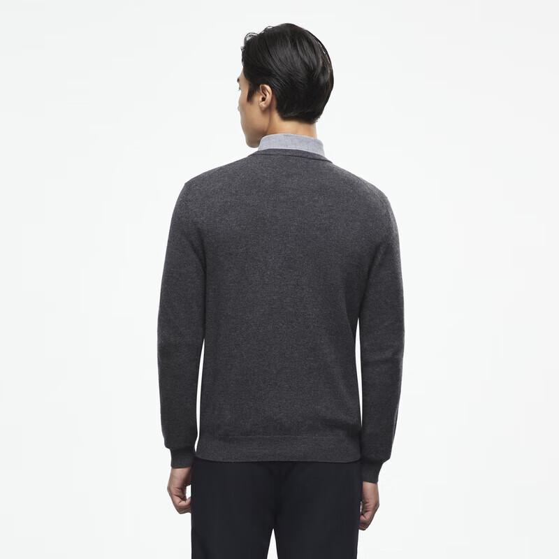 YOUNGOR Men's 100% Wool Round Neck Sweater