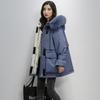 Korean Style Women's Mid-Length Cotton-Padded Parka with Big Fur Collar