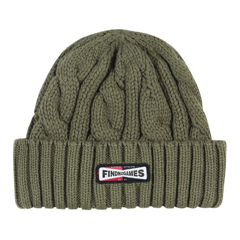 

FMG Hemp Pattern Hemming Hip-Hop Street Woolen Cap Green Brown All yards