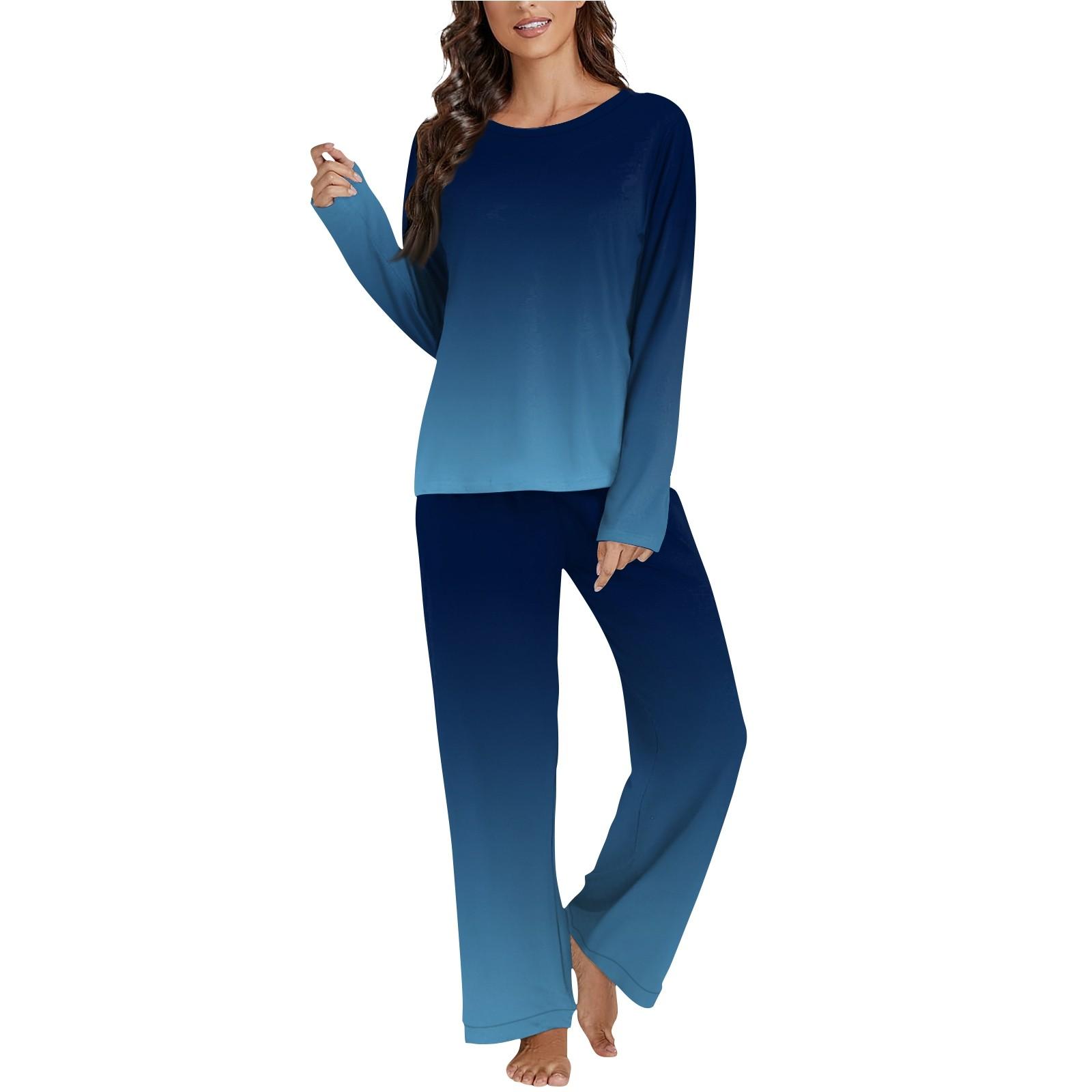 

Women 2 Piece Floral Set Long Sleeve Button Down Shirt Wide Leg Palazzo Pants Outfits Matching Sets Pajamas XXL синий