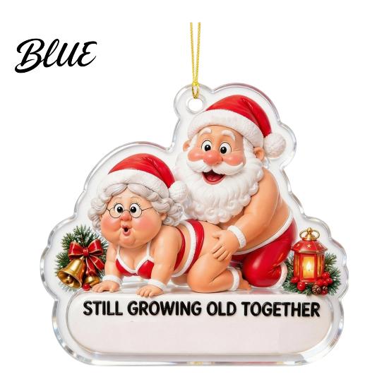 Holiday Party Decor 2D Couple Santa Pattern Hanging Ornament Acrylic Decorative Christmas Tree Accessories Charms with Lanyard Xmas Pendants