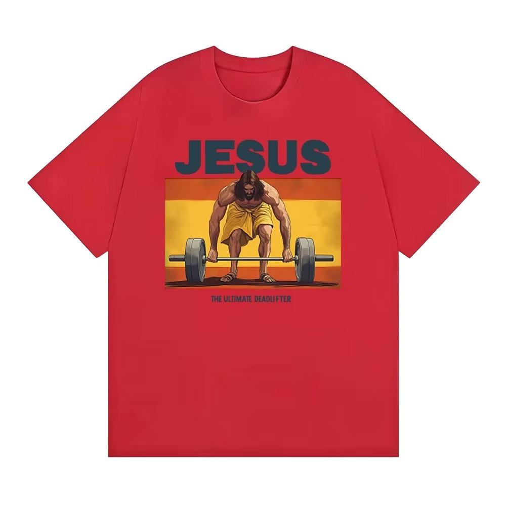 

Jesus The Ultimate Deadlifter Meme Gift Funny Unisex Gamer Print T Shirts Unisex Women Vintage Classic Tshirts Pure Cotton T Shirt S