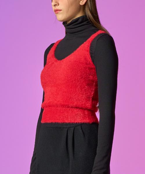 KOLEAT [Knit Ver.] Winter Angora Layered Sleeveless [Red] Kcl.