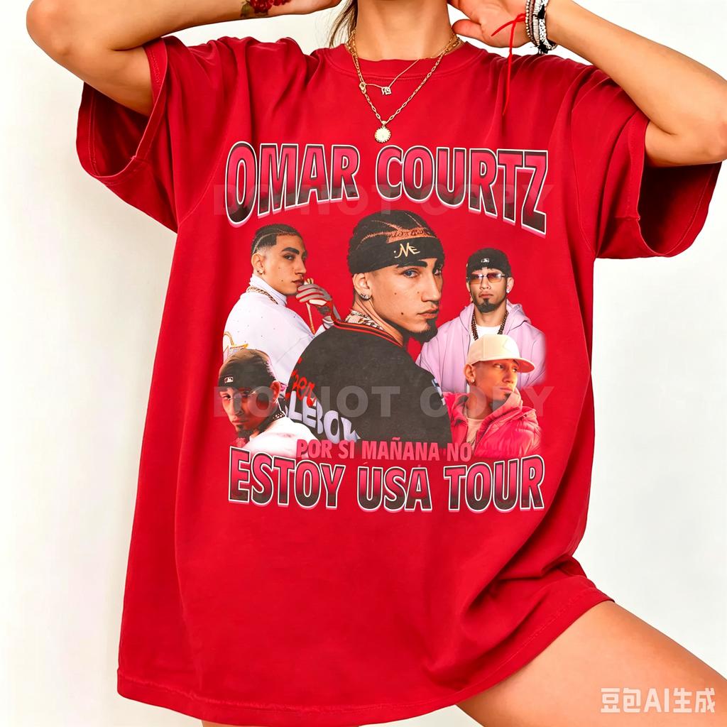 Omar Courtiz Estoy USA Tour Tshirt Music Fans Shirt 2026 Summer Unisex Unisex Cotton Fashion Oversized Tshirt Street Wear Y2K