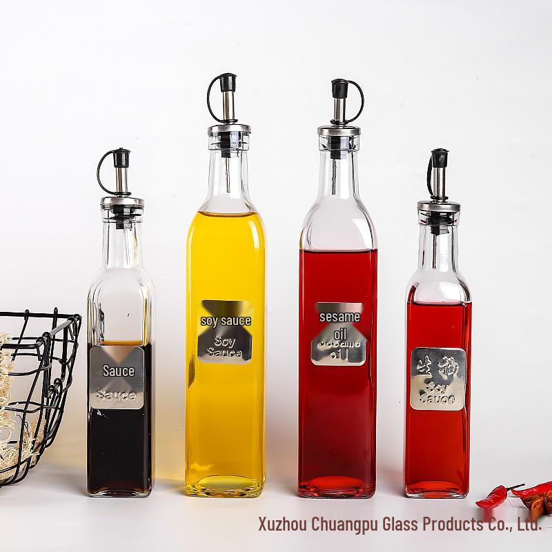 Leak-Proof Glass Oil Bottle - Kitchen Seasoning Container for Soy Sauce, Vinegar, or Wine, Customizable with Logo