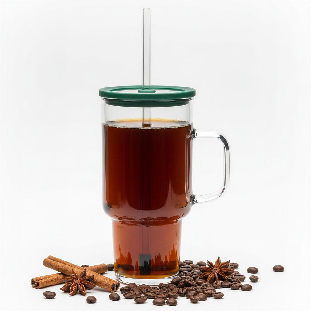 Stanley Big Glass Bottle Mug 1.1L Transparent With Lid And Straw