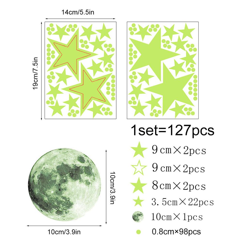 Hzy990S + Hzy991M Planet Star Leuchtsticker Kreativer Wandsticker, Kinderzimmerdekoration Leuchtender Wandsticker