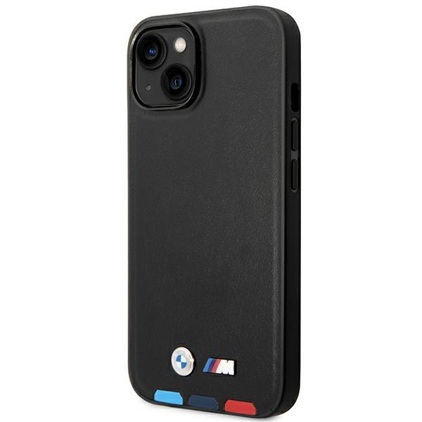 Bmw Case Bmhmp14M22Ptdk Iphone 14 Plus / 15 Plus 6,7 Black/Black Leather Stamp Tricolor Magsafe