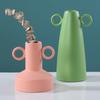 Ceramic Vase Geometric Circular Handle Ceramic Handicraft Plant Pot Floral Arrangement Accessories Home Decoration Vases