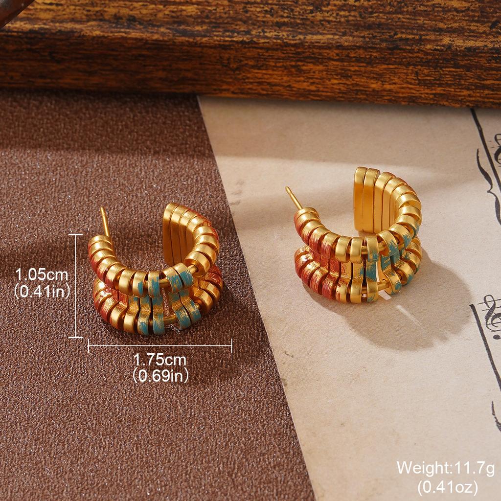 French hand-painted three-dimensional flower painted stud earrings, love high-end sense versatile ins hot-selling court style earrings