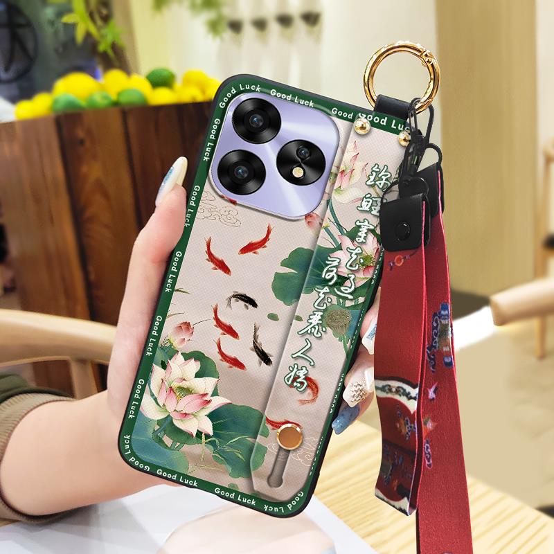 Strapazierfähige Schmutzabweisende Handyhülle für UMIDIGI A15/A15C Lanyard Weiche Hülle Chinesischer Stil Wasserdicht Stoßfest Armband