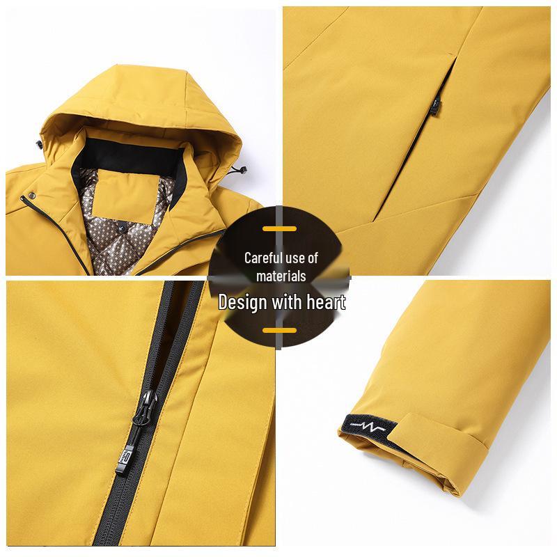Di Yu Shen Long Winter Graphene Ski Jacket - Thickened, Warm, Rainproof, Casual Hooded Cotton Outerwear for Couples