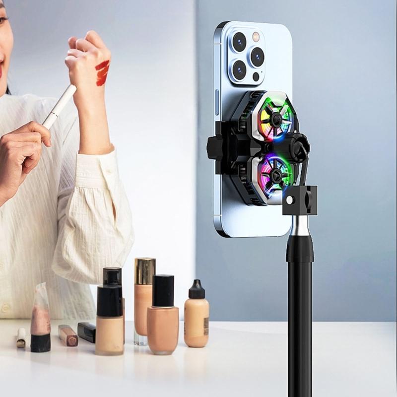 double  Semiconductor Cooling Chip Mobile Phone Coolers with Color  Light & Temp Display Cooling System for Gaming & Str