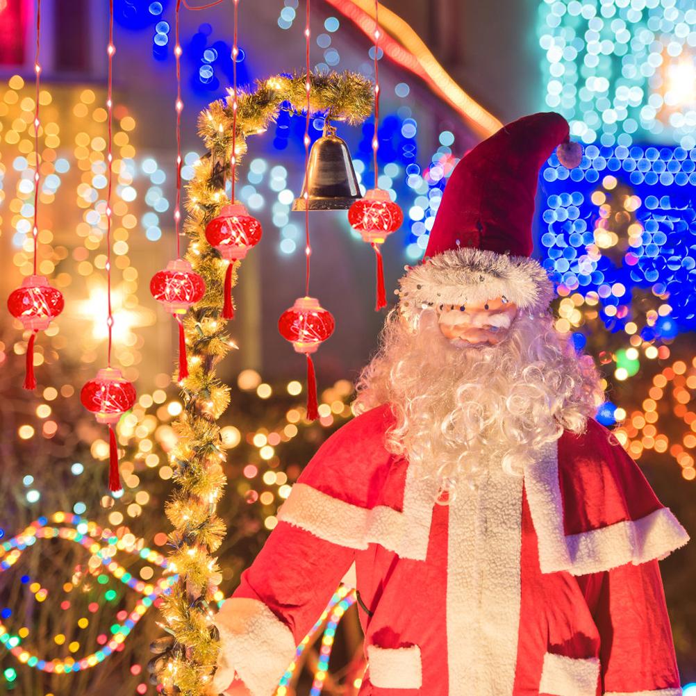 2022 New Year Red Lantern Curtain String Lights LED Spring Festival Fairy Light Street Festoon