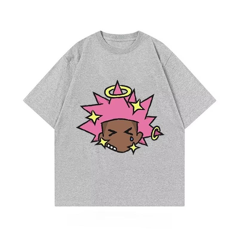 Summer 2025 Trendy Hip-hop Print T-shirts Loose and Casual Short-sleeved Cotton Couple Tops for Men and Women