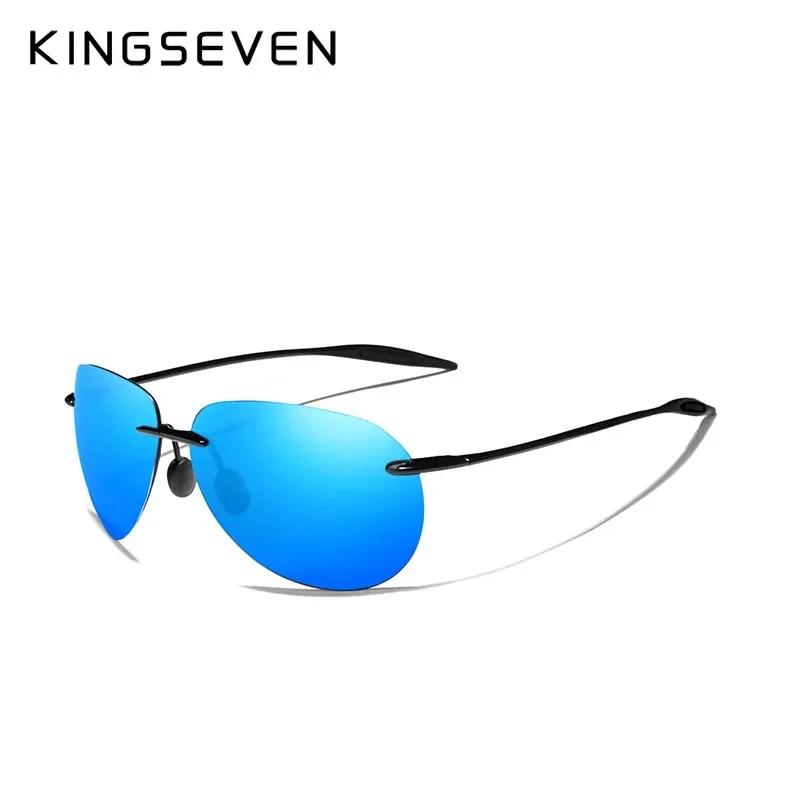 KINGSEVEN Rimless Pilot Sunglasses Men Ultralight TR90 Frameless Polarized Eye Protection Glasses Women Driving Vacation Eyewear