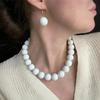 2Pcs Bohemian Colorful Bead Jewelry Set Adjustable Choker Necklace Earrings for Women Music Festival Accessory