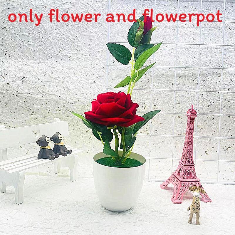 

Bonsai Simulation Rose Home Living Room Wedding Decoration Artificial Flowers Bright Red