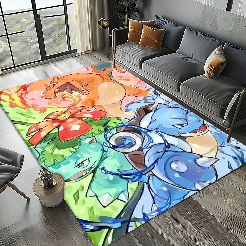3D Game Japanese Kawaii Anime Carpet Rug Art for Room Decor Home Bedroom Sofa Gifts Game Area Rug Non-slip Floor Mat P-P-okemonS