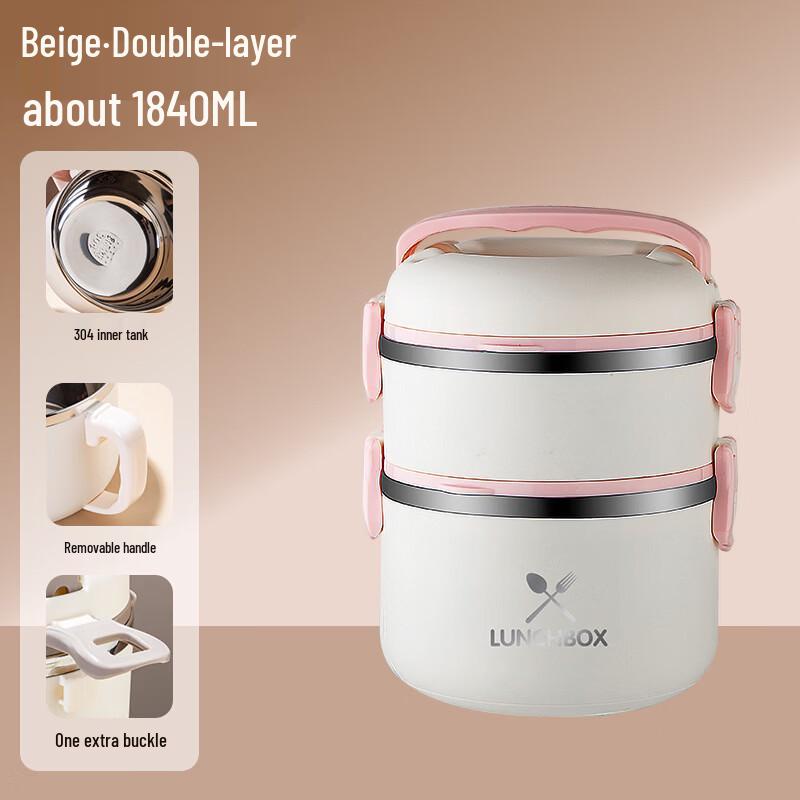 

ZISIZ Portable 2-Layer Pink Lunch Box