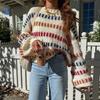 Womens Round Neck Color Block Knit Sweater Soft Comfortable Daily Commute Fashion Top