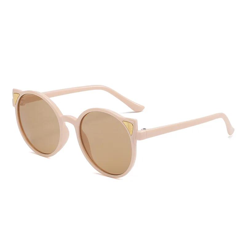 

Children Classic Round Frame Sunglasses Boys Girls Cute Cat Ear Sun glasses Vintage Travel Outdoor UV-proof Eyewear as picture