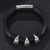 Men Skull Charm Bracelet Punk Genuine Leather Weave Bracelet Fashion Male Jewelry Best Friend Gift