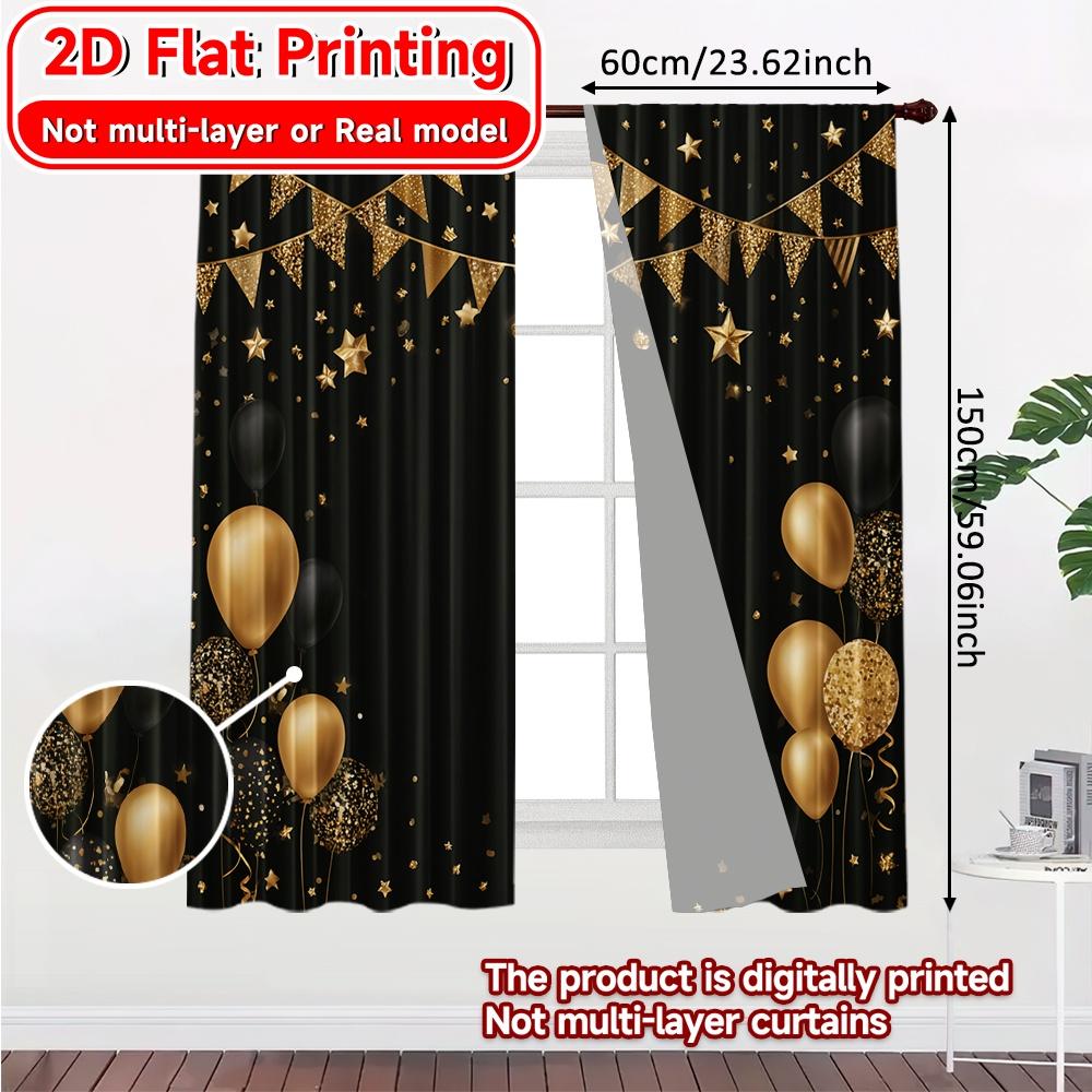 2D Flat Printing,2pcs 2026 Celebration(6) Modern Curtains&Drapes Polyester Easy Install Curtains Decorations For Home Ldeal for