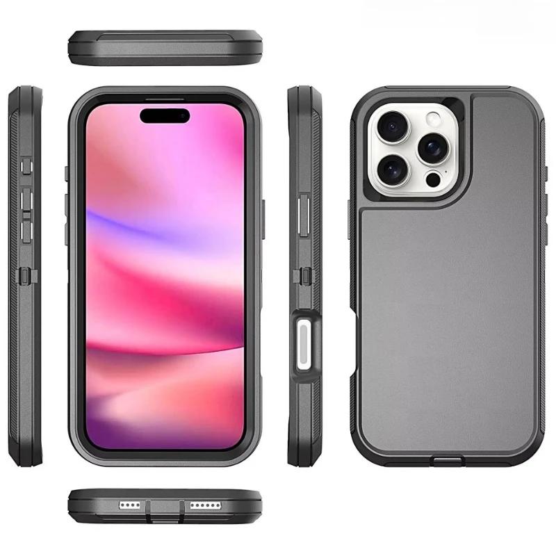 3IN1 Defender Militär-Panzerhülle für IPhone 17 Pro Max Air 16E 15 14 Plus 13 12 11 Ott Box Stoßfest Sturzsichere Abdeckung Gürtelclip