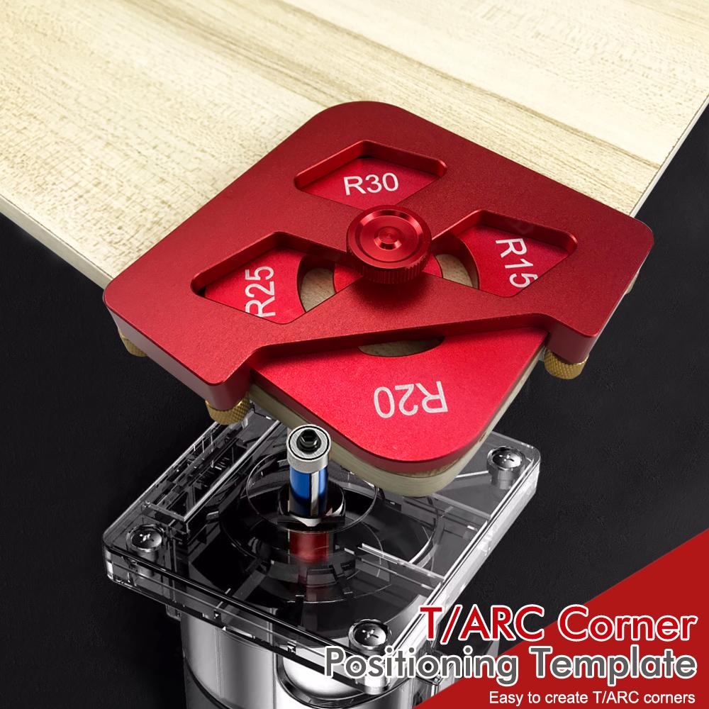 Arc / T Corner Radius Quick Jig Router Trimming Corner Gauge Aluminum Alloy Angle Locator Template DIY Woodworking Tools Kit