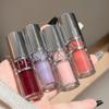 Peach Pink Moisturizing Lip Gloss with Fine Shimmer Long-Lasting Non-Stick Jelly Lip Plumping Korean Makeup