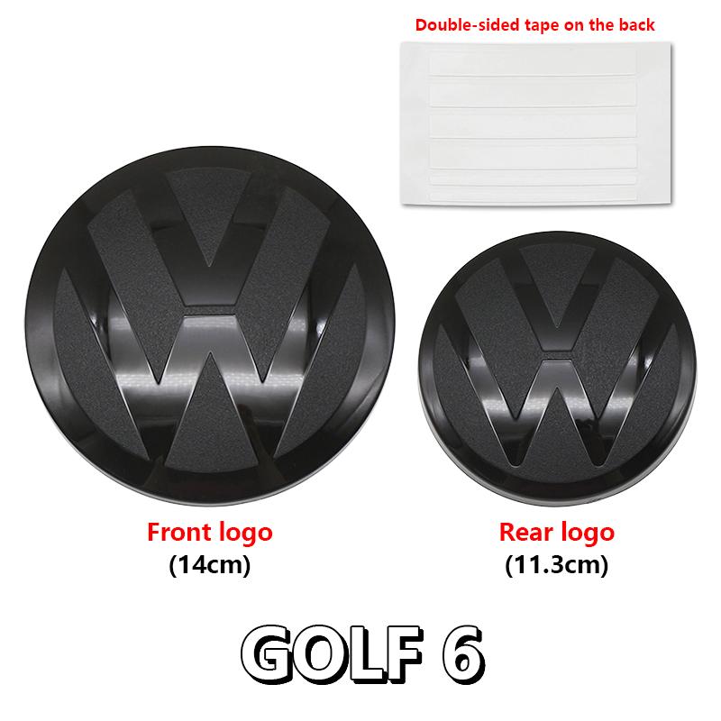 abcd1 2pcs Front Rear Emblem For VW Golf 5 6 7 7.5 8 Modified Black Flat Mirror Logo Cover Stickers Accessories Extra Pro Plus Value
