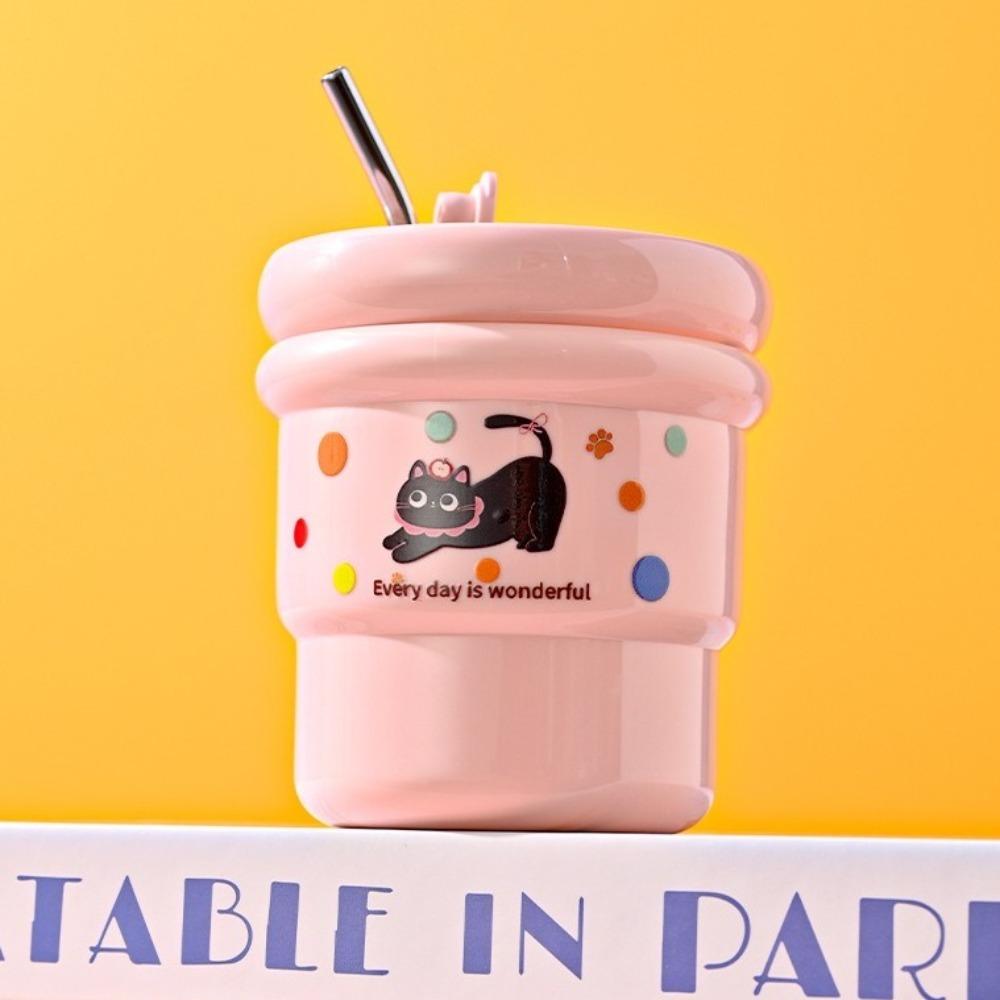 Leakproof Coffee Travel Mug Insulated Leakproof Drinking Cup Cute Stainless Steel Mug  Office