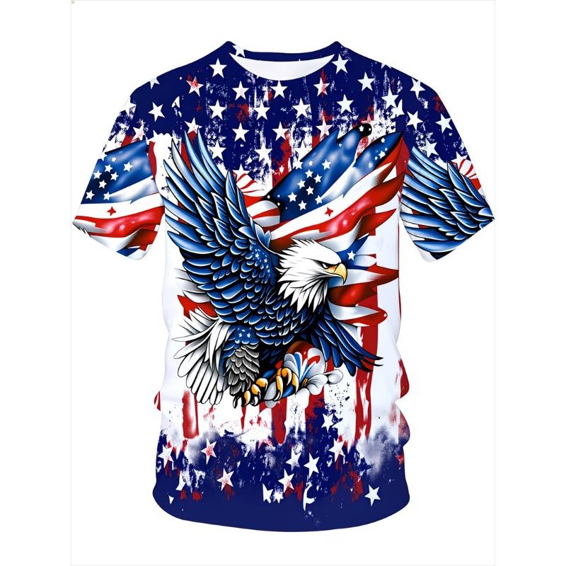 2024 Summer New T-shirt Men's Animal 3D Print Wolf Short Sleeve Top Casual Street Plus Size Men's Clothing