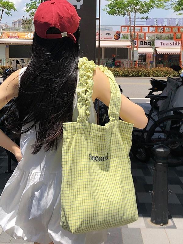 Minimalist Nylon Tote Bag With Top Open Closure And Inner Phone Pocket For Work And Shopping