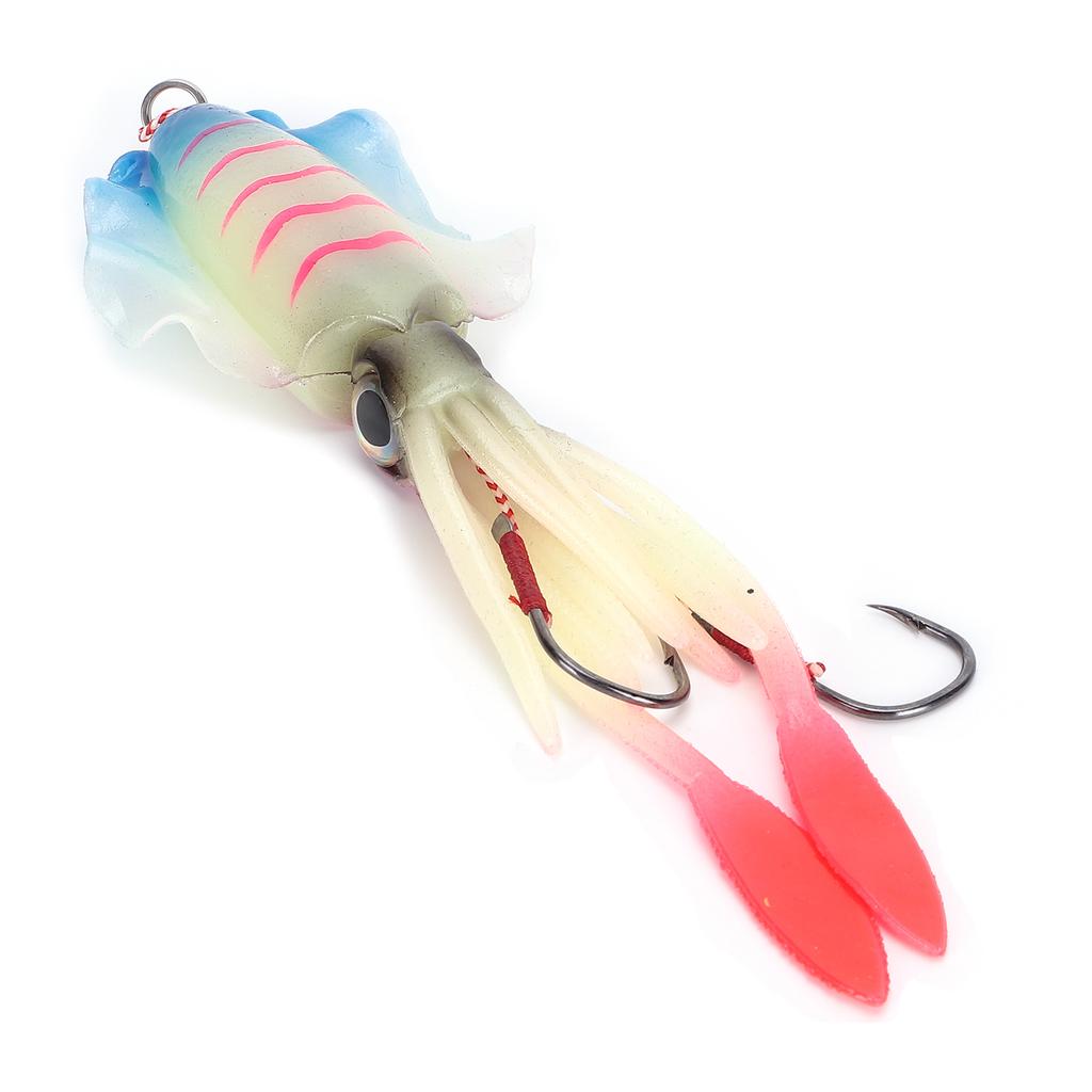 Fishing Squid Lure Octopus UV Luminous Squid Jigs with Hook Fishing Wobbler Bait Soft LurePink Blue