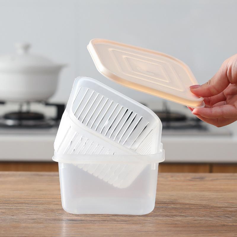 Kitchen Household Scallion Drain Storage Box Special Fresh-Keeping Box For Scallion, Ginger And Garlic With Lid, Shredded Meat Slices Refrigerator Box
