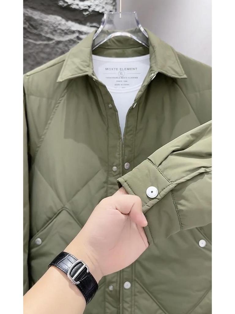 Men's Lightweight Winter Down Jacket – Shirt-Style, Short, Korean Loose Fit, Warm Workwear 2025 Edition.