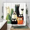 Funny Cartoon Cats Shower Curtain Waterproof Moisture Proof Privacy Protection Print Colorful Cat Family Design Cute Animal Art