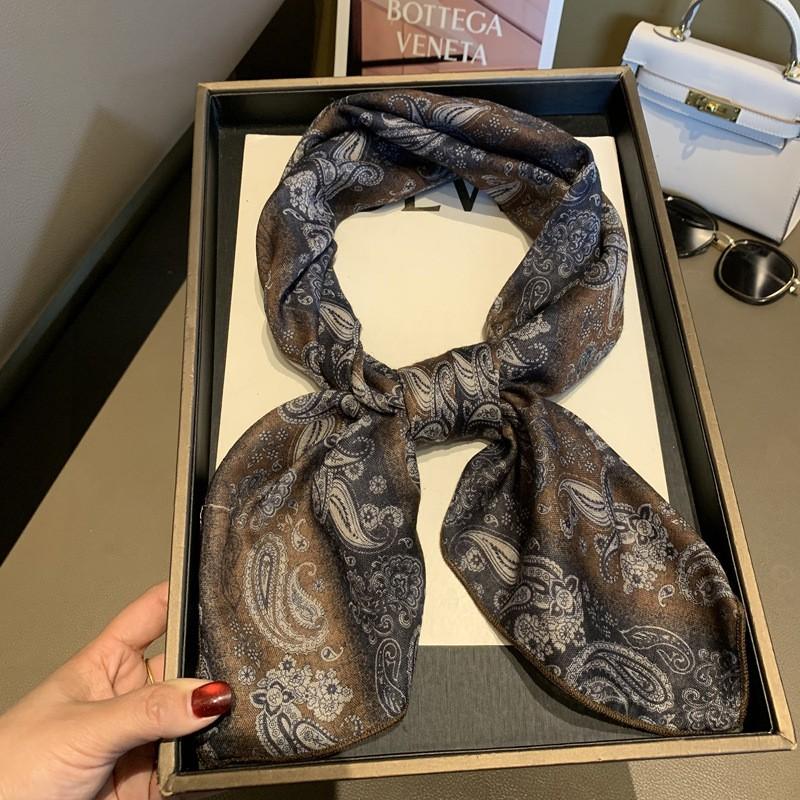 70cm Striped Paisley Square Scarf Women Lightweight Accessory Fashionable Neck Head Wrap