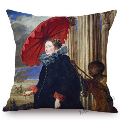 Van Dyck Renaissance Baroque Famous Oil Painting Royal Court Lady Wall Art Sofa Pillow Case Mourning Christ Linen Cushion Cover