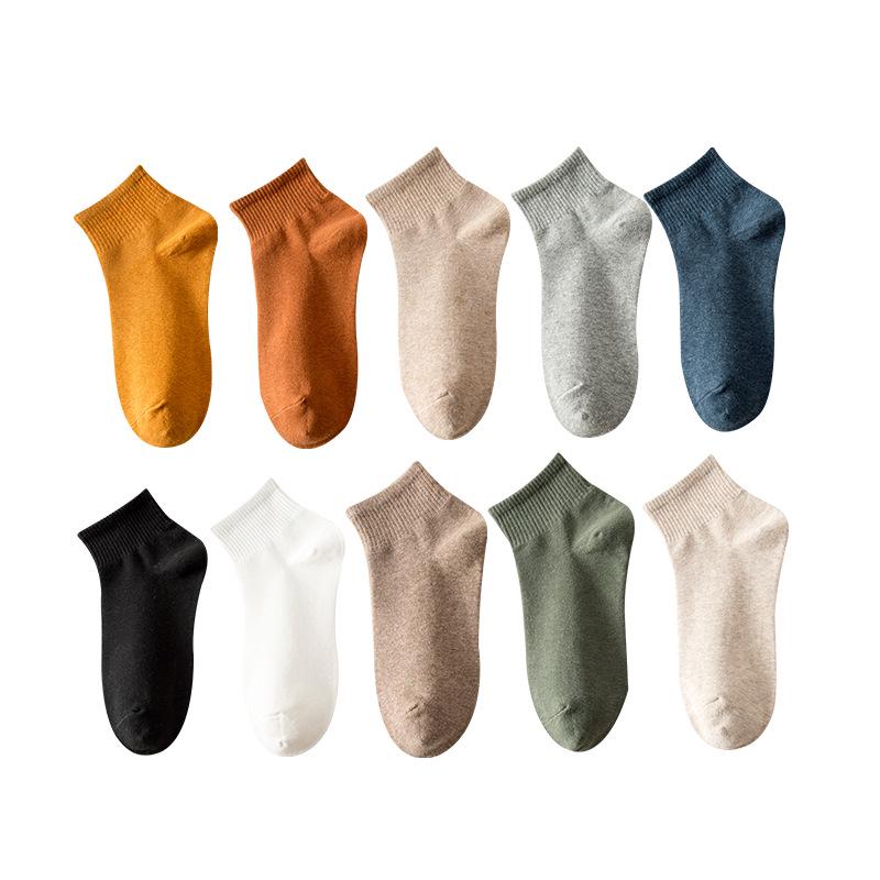 Men's Mid-Calf and Low-Cut Thin Pure Cotton Spring-Summer Sports Socks, Sweat-Absorbing, Odor-Resistant, Trendy Design.