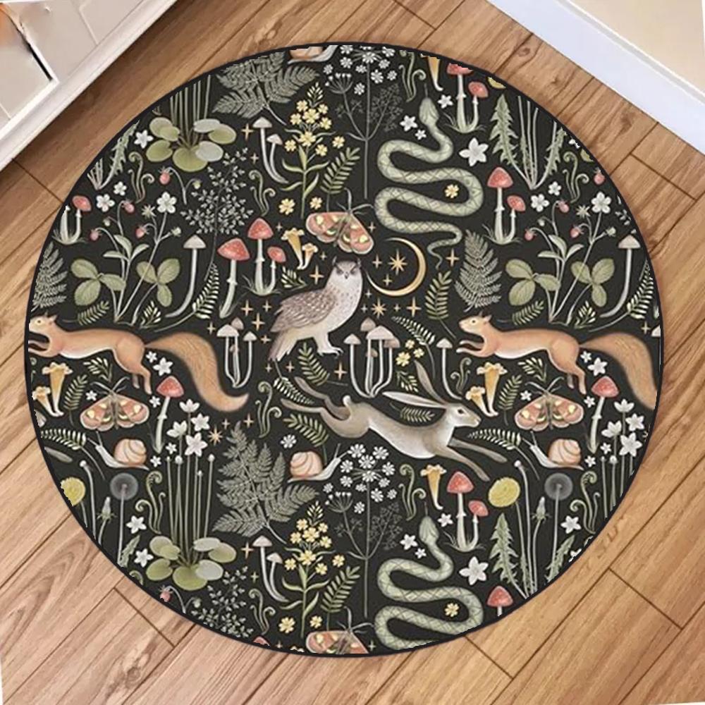 Enchanted Mushroom Kingdom Rug Colorful Round Forest Floor Mat For Living Room Bedroom Decor Inspired By Magical Forest 80x80cm
