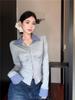 Chic Pleated Patchwork Long Sleeve T-Shirt - Slim Fit Autumn Fashion for Women