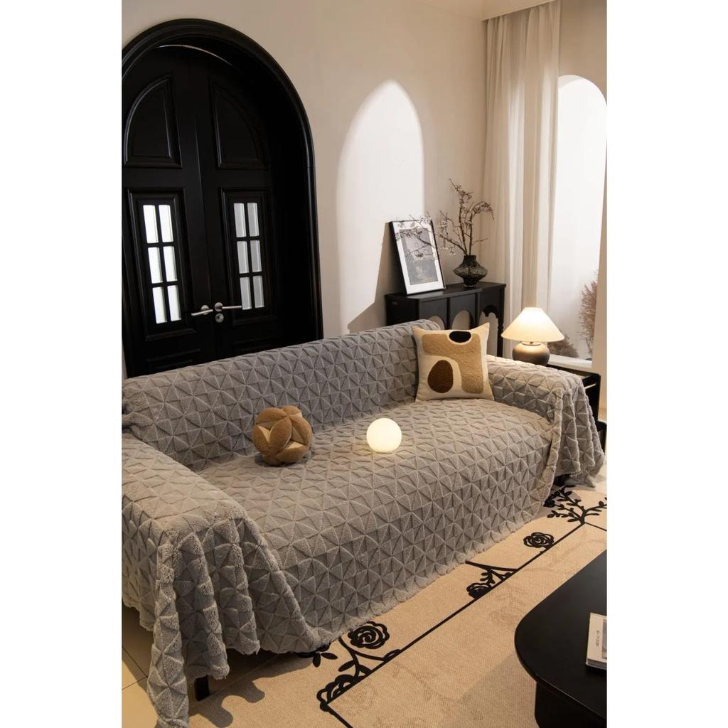 Funda Sofa Living Room Footprint Jacquard Thick Warm Sofa Throw  Winter Sherpa Camping Picnic Sofa Cover
