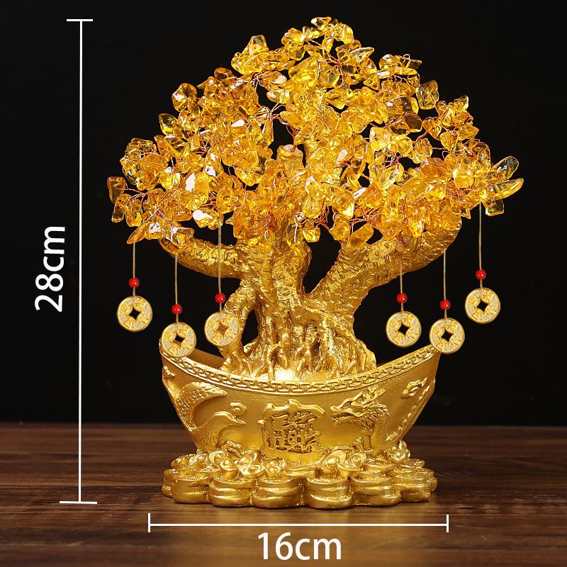 Citrine Money Tree Ornament - Home Decoration for Living Room, Housewarming, New Year, or New Home Opening Gift