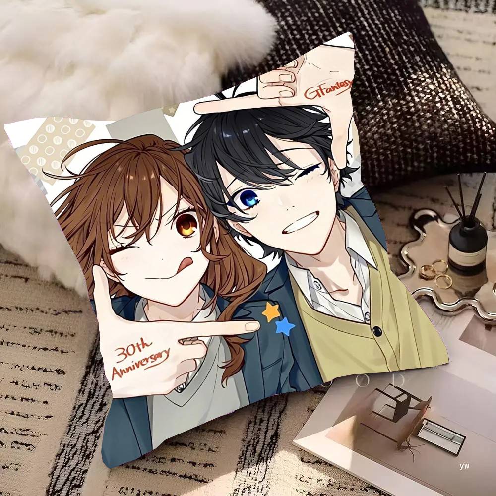 Japanese Classic Anime Horimiya Vintage Pillow Case Fashion Square Pillowcase Bedroom Sofa Room Ins Decoration Leisure