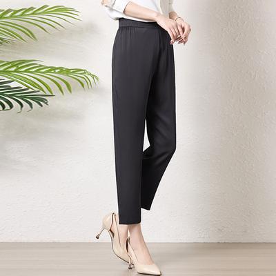 Silk Pants Women's Nine-point Pants Summer Thin Summer New Mother Pants Mulberry Silk Straight Pants