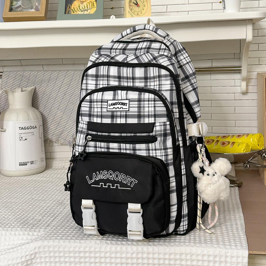 Schoolbag1011 New Campus Plaid School Bag Female Junior High School Student High School Student Elementary School Student Lightweight Large Capacity