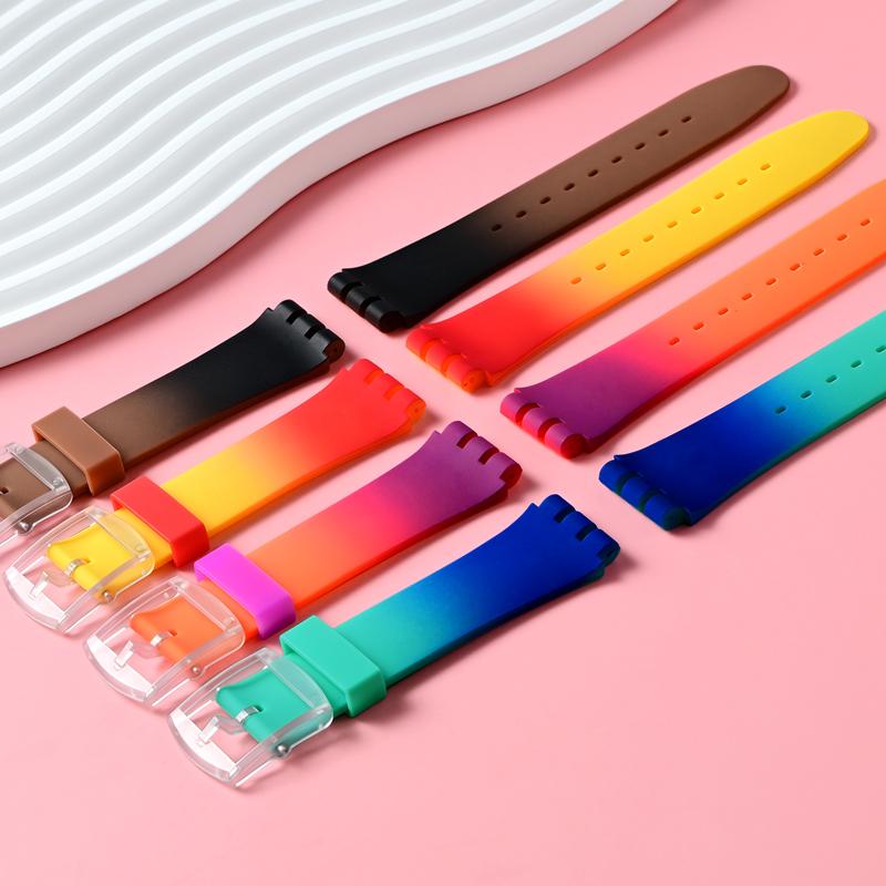 19mm Silicone Soft Bracelet for Swatch Colorful Rubber Watch Band  Sport Replacement Wrist Strap Accessories